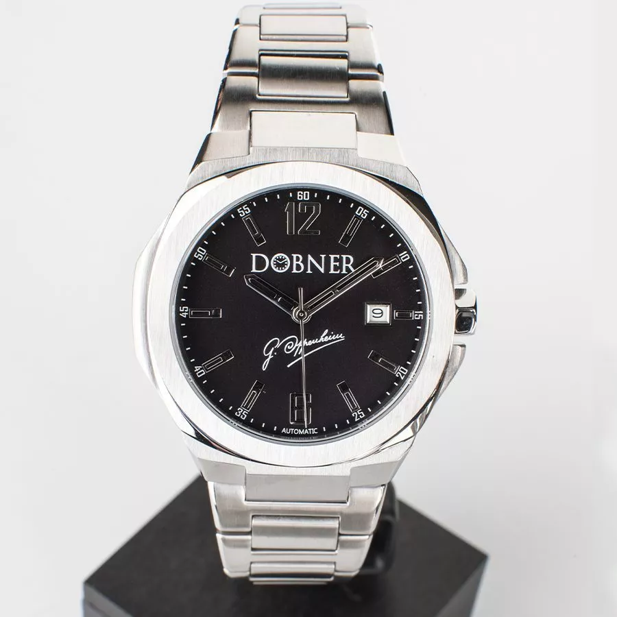 Orologio Dobner con Cassa in Acciaio e Quadrante Nero con Bracciale in Acciaio