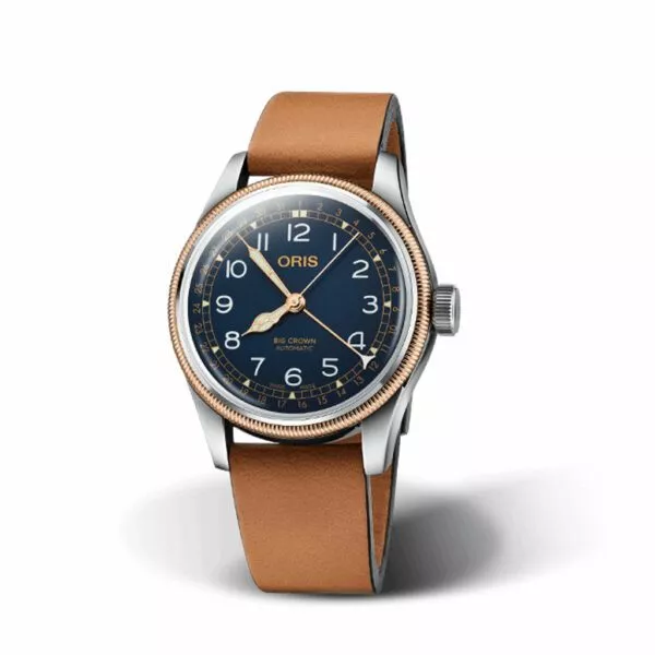 Orologio Oris Big Crown Pointer Date con Cassa in Acciaio e Quadrante Blu con Cinturino in Pelle