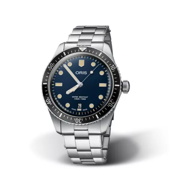 Orologio Oris Divers Sixty-Five con Cassa in Acciaio 40 mm e Quadrante Blu con Lancette Dorate e Bracciale in Acciaio