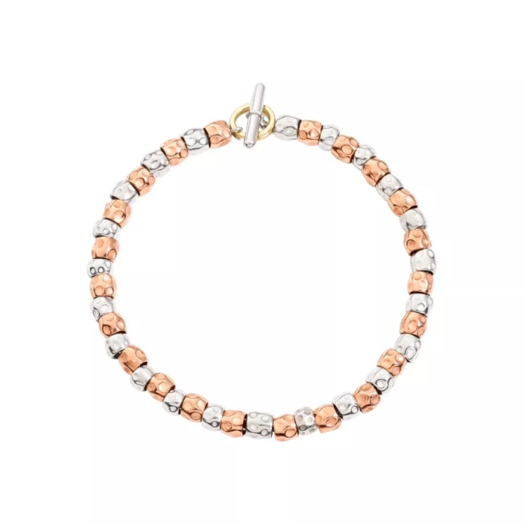 Dodo bracciale granelli argento oro rosa