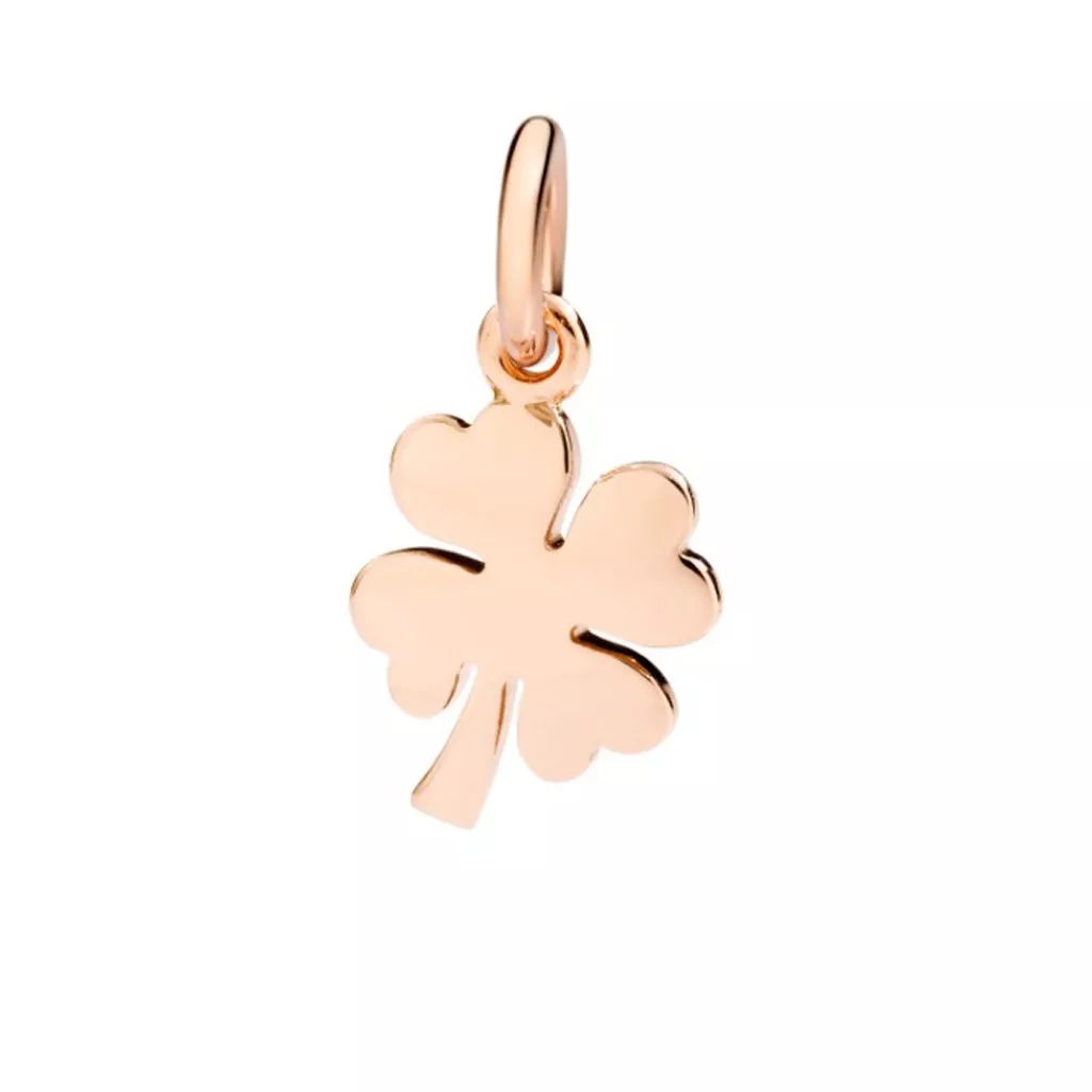 Dodo ciondolo quadrifoglio oro rosa