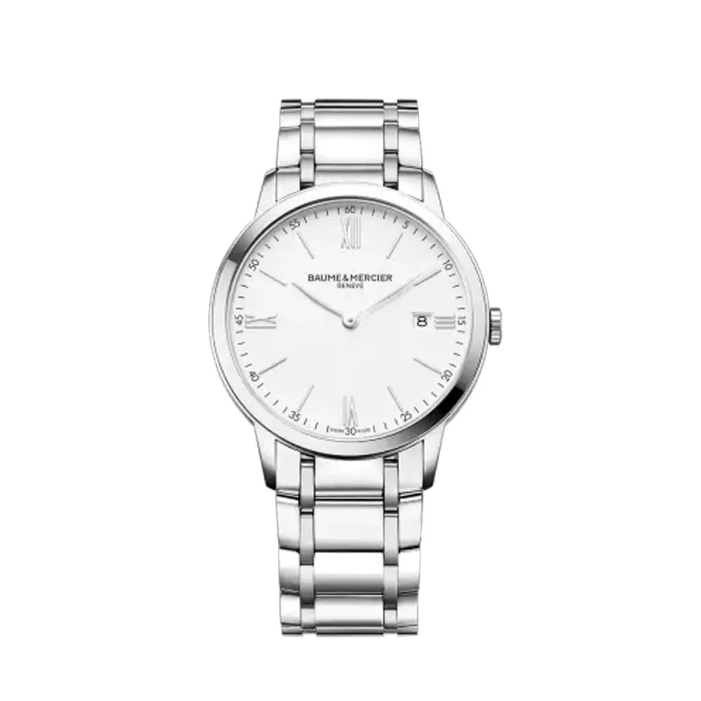 Orologio Baume & Mercier Classima con Cassa in Acciaio e Quadrante Bianco con Bracciale in Acciaio