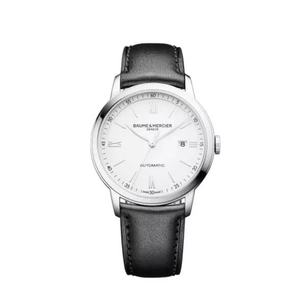 Orologio Baume & Mercier Classima con Cassa in Acciaio e Quadrante Bianco con Cinturino in Pelle