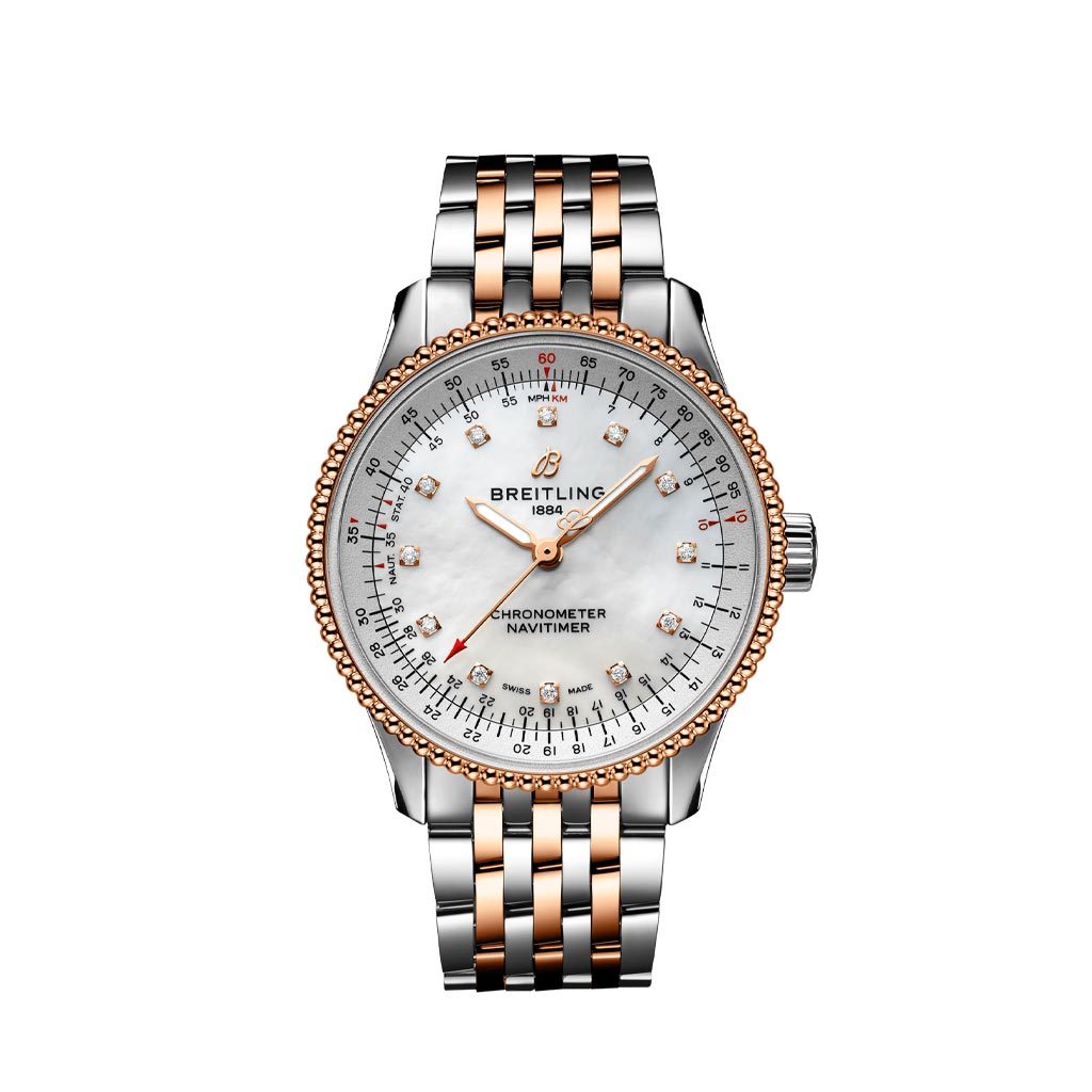 Breitling Navitimer Automatic 35 con Cassa e Bracciale in Acciaio e Oro  Rosso - Dobner