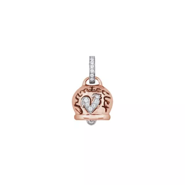 Ciondolo Chantecler Campanella Media in Oro Rosa e Galletto con Diamanti