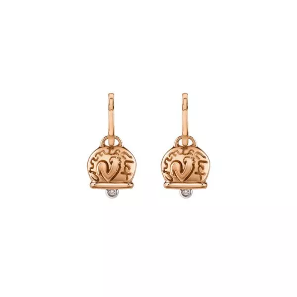 Orecchini Chantecler Campanella Media in Oro Rosa e Batacchi con Diamante