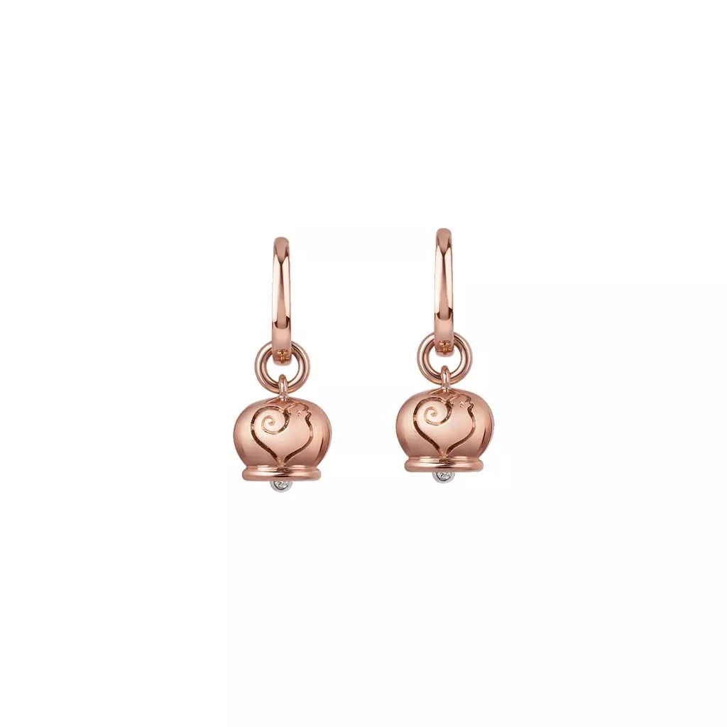 Orecchini Chantecler Campanella Piccola in Oro Rosa e Batacchi con Diamante