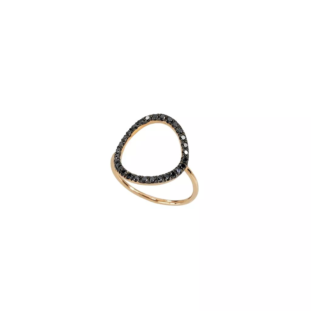 Anello Marco Gerbella Bolla a Filo in Oro Rosa con Diamanti Neri