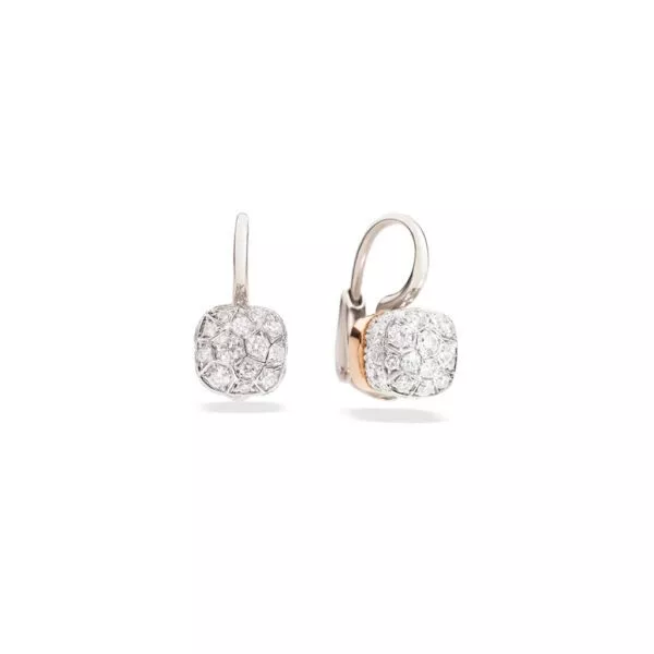 Orecchini Pomellato Nudo Solitaire in Oro Bianco e Oro Rosa con Diamanti