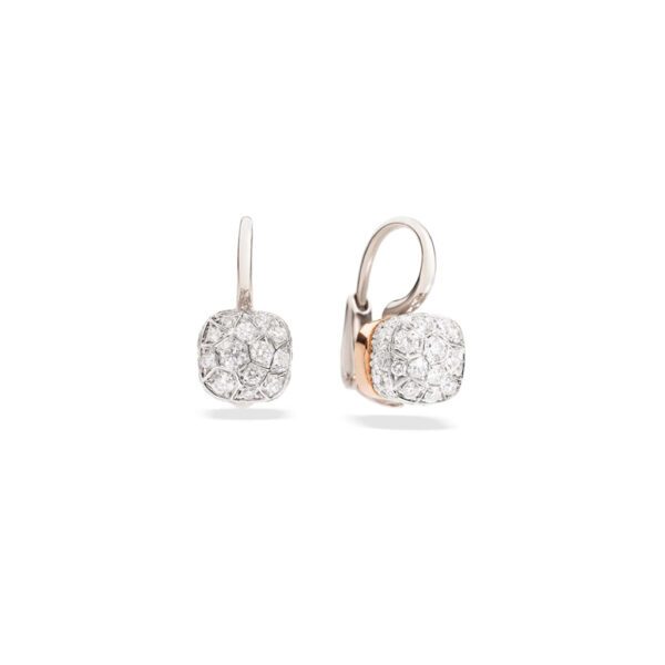 Orecchini Pendenti Crystalline Azuria – Cristalli Sfaccettati, Placcatura Oro Rosa 18 Carati E Bianco, Design A Rombi, Per Donna E Bambina