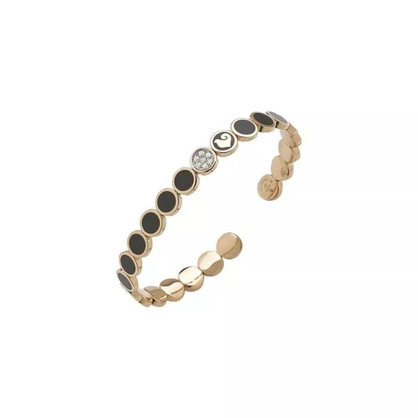 Bracciale Chantecler Paillettes Rigido in Oro Rosa e Smalto Nero con Diamanti