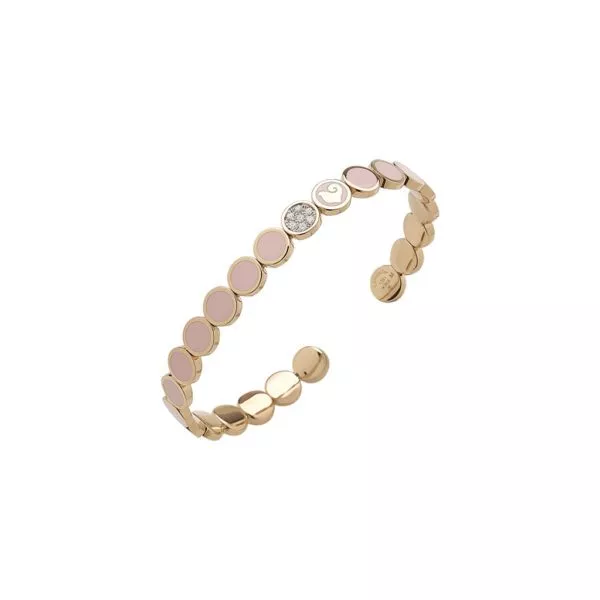 Bracciale Chantecler Paillettes Rigido in Oro Rosa e Smalto Rosa con Diamanti