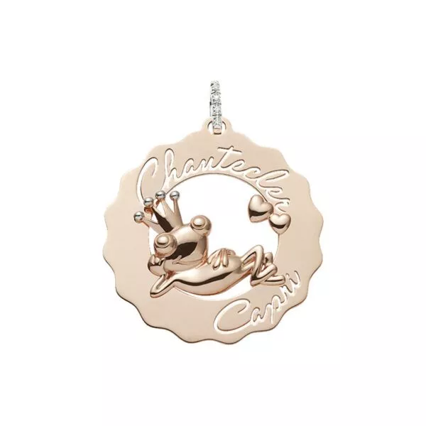 Ciondolo Chantecler Logo Principe Ranocchio Grande in Oro Rosa con Diamanti