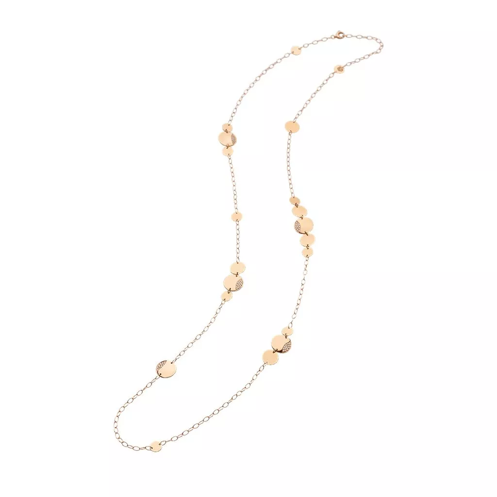 Collana Chantecler Paillettes 90 cm in Oro Rosa con Diamanti