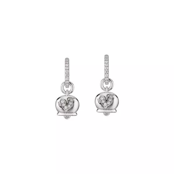 Orecchini Chantecler Campanella Piccola in Oro Bianco e Galletto con Diamanti