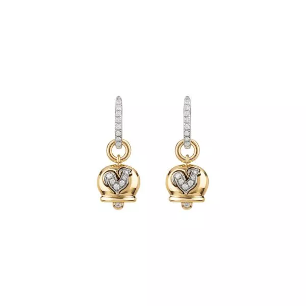 Orecchini Chantecler Campanella Piccola in Oro Giallo e Galletto con Diamanti