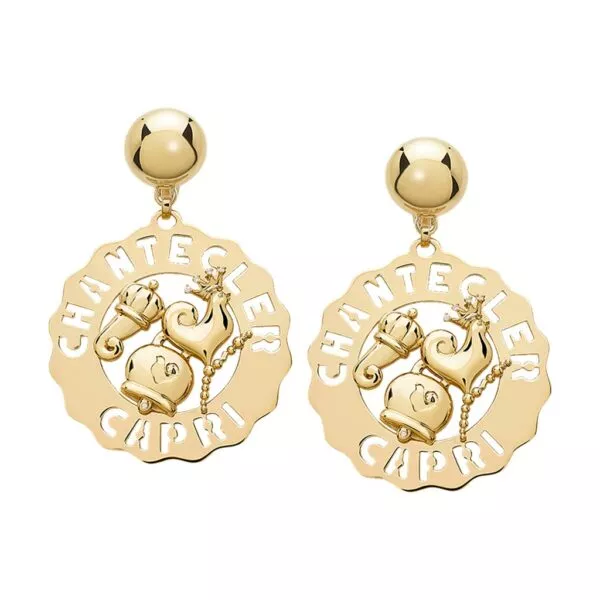 Orecchini Chantecler Logo Grandi in Oro Giallo con Diamanti