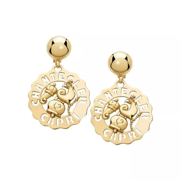 Orecchini Chantecler Logo Piccoli in Oro Giallo con Diamanti