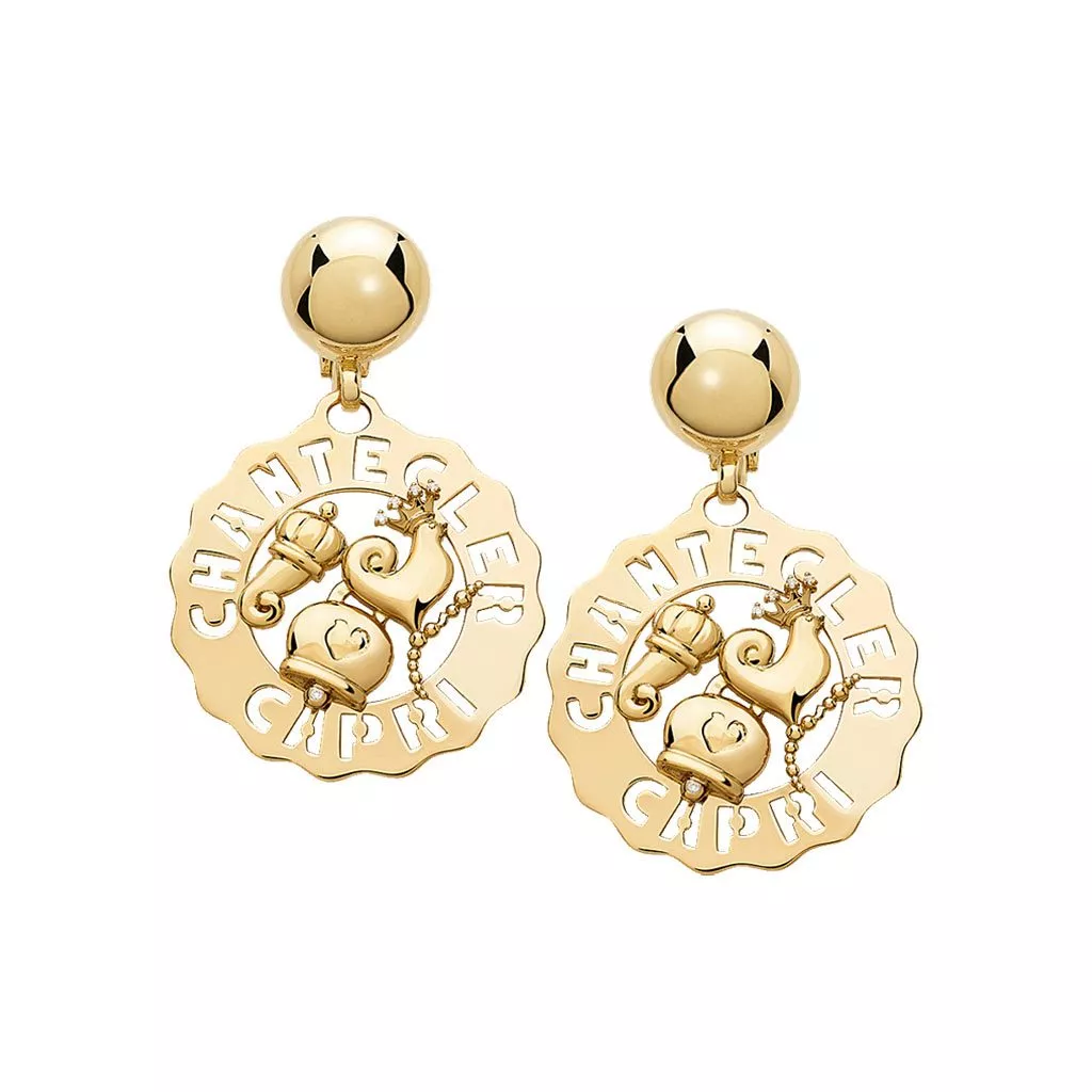 Orecchini Chantecler Logo Piccoli in Oro Giallo con Diamanti
