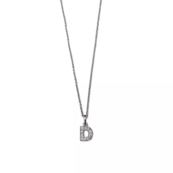 Collana Crivelli con Lettera in Oro Bianco con Diamanti