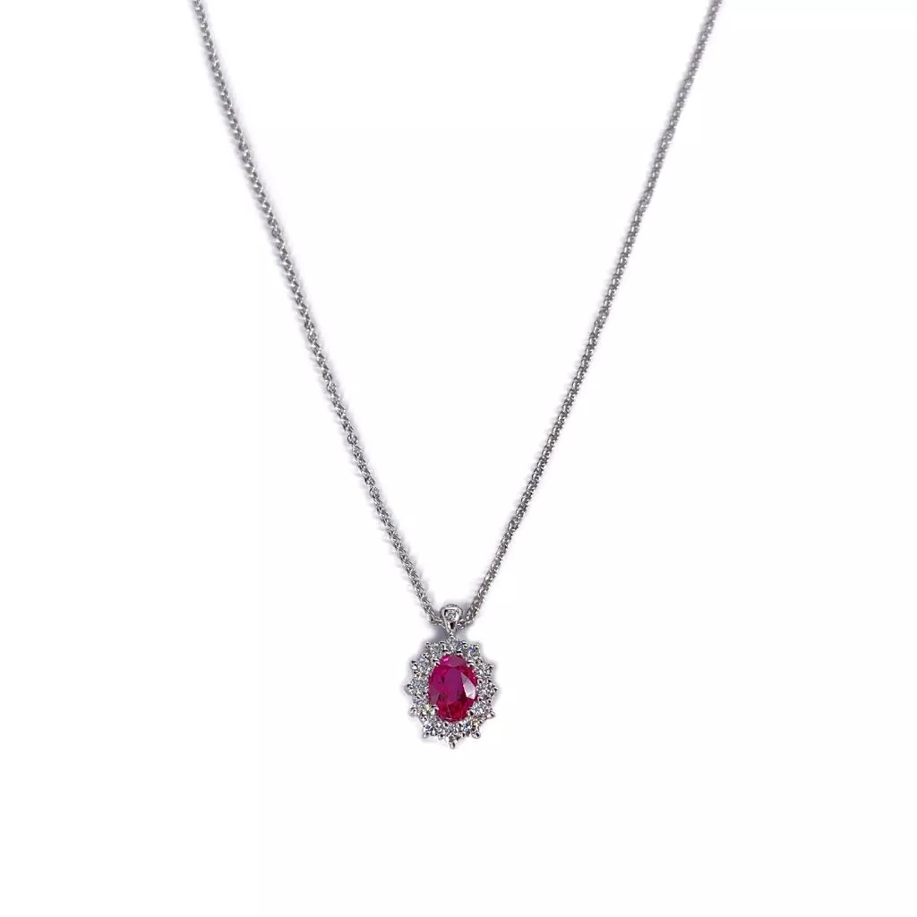 Collana Crivelli Ovale con Diamanti e Rubino