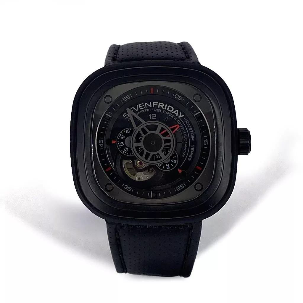 Orologio SevenFriday Serie P con Cinturino Nero in Pelle