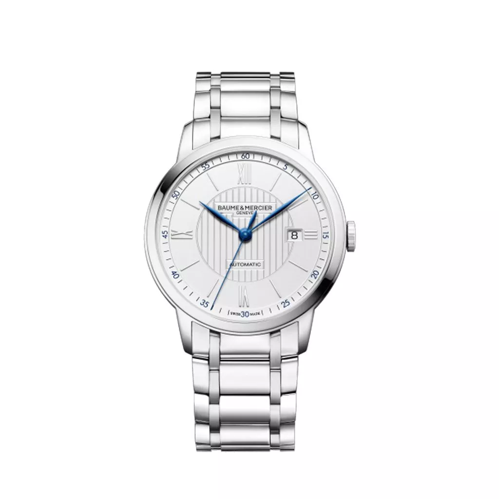 Orologio Baume & Mercier Classima con Cassa e Bracciale in Acciaio con Lancette Azzurrate