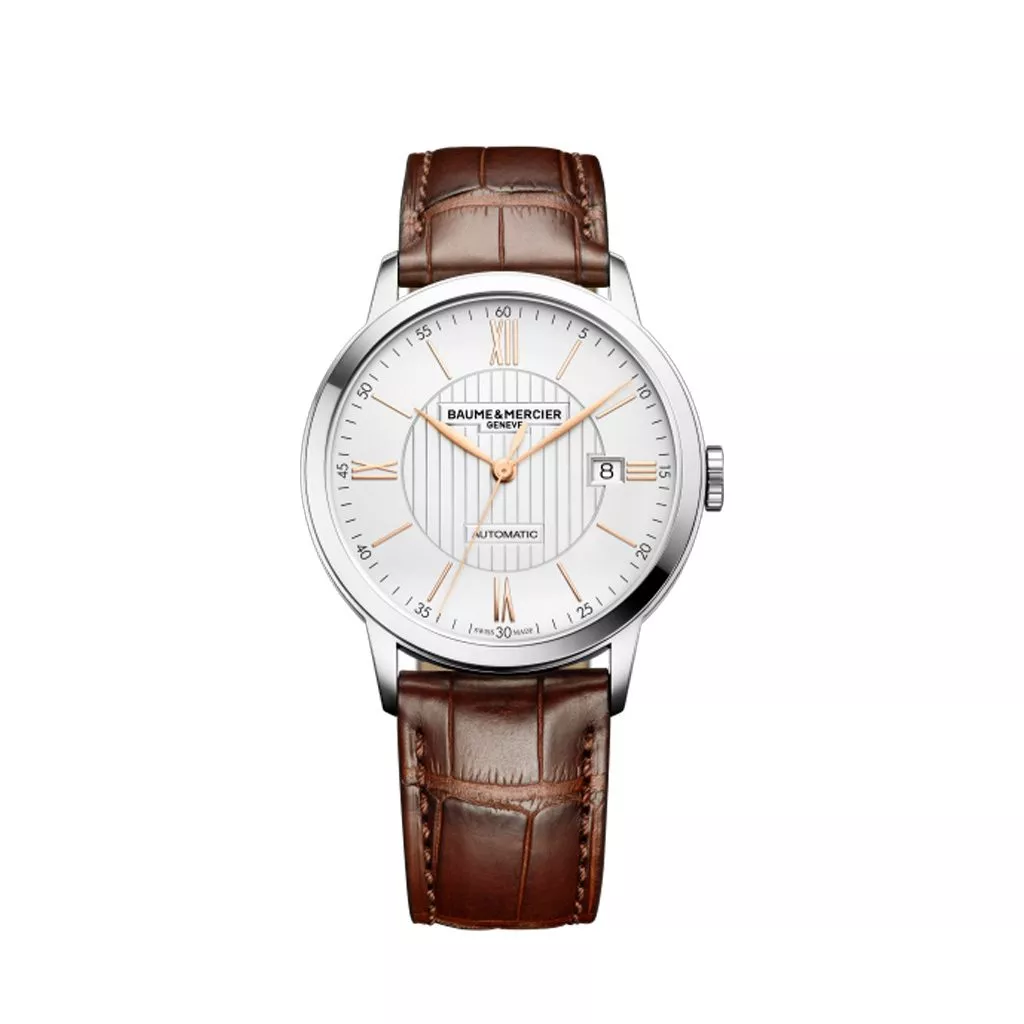 Orologio Baume & Mercier Classima con Cassa in Acciaio e Quadrante Argentato con Cinturino in Pelle
