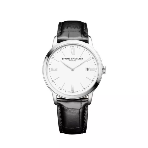 Orologio Baume & Mercier Classima con Cassa in Acciaio e Quadrante Bianco con Cinturino in Pelle