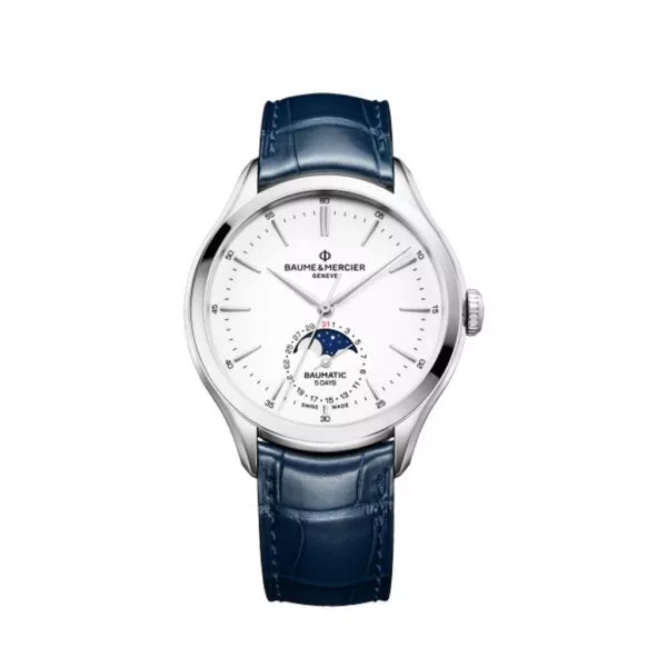 Orologio Baume & Mercier Clifton con Cassa in Acciaio e Quadrante Bianco con Cinturino in Pelle