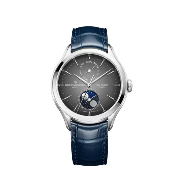 Orologio Baume & Mercier Clifton con Cassa in Acciaio e Quadrante Grigio con Cinturino in Pelle