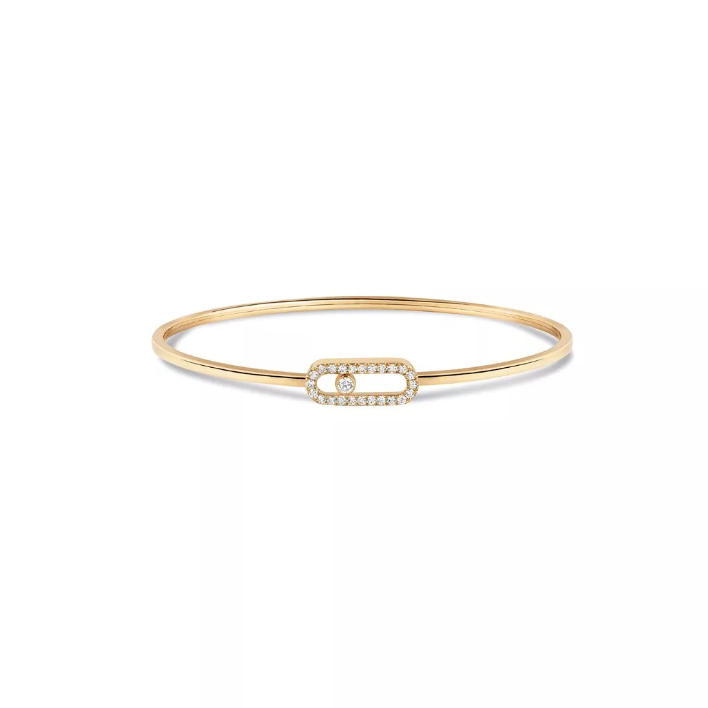 Bracciale Rigido Messika Move Uno Pavé MM in Oro Giallo