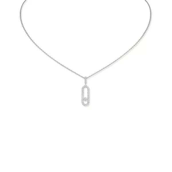 Collana Messika Move Uno GM Pavé in Oro Bianco