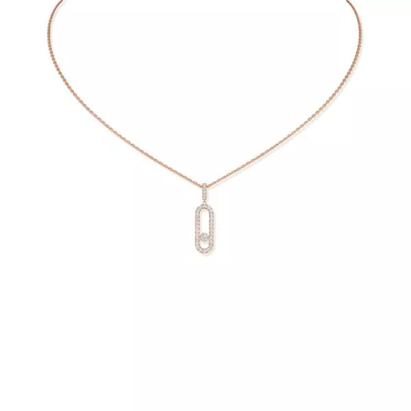 Collana Messika Move Uno GM Pavé in Oro Rosa