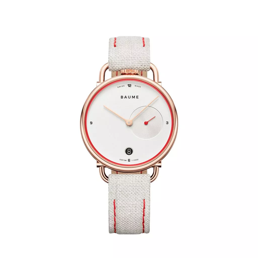 Orologio Baume & Mercier Baume con Quadrante Argentato e Cinturino in Lino