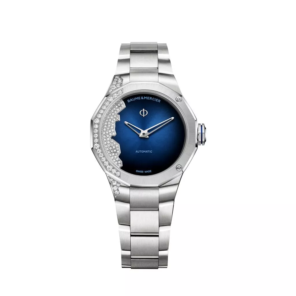 Orologio Baume & Mercier Riviera Coastline in Acciaio con Quadrante Blu e Diamanti