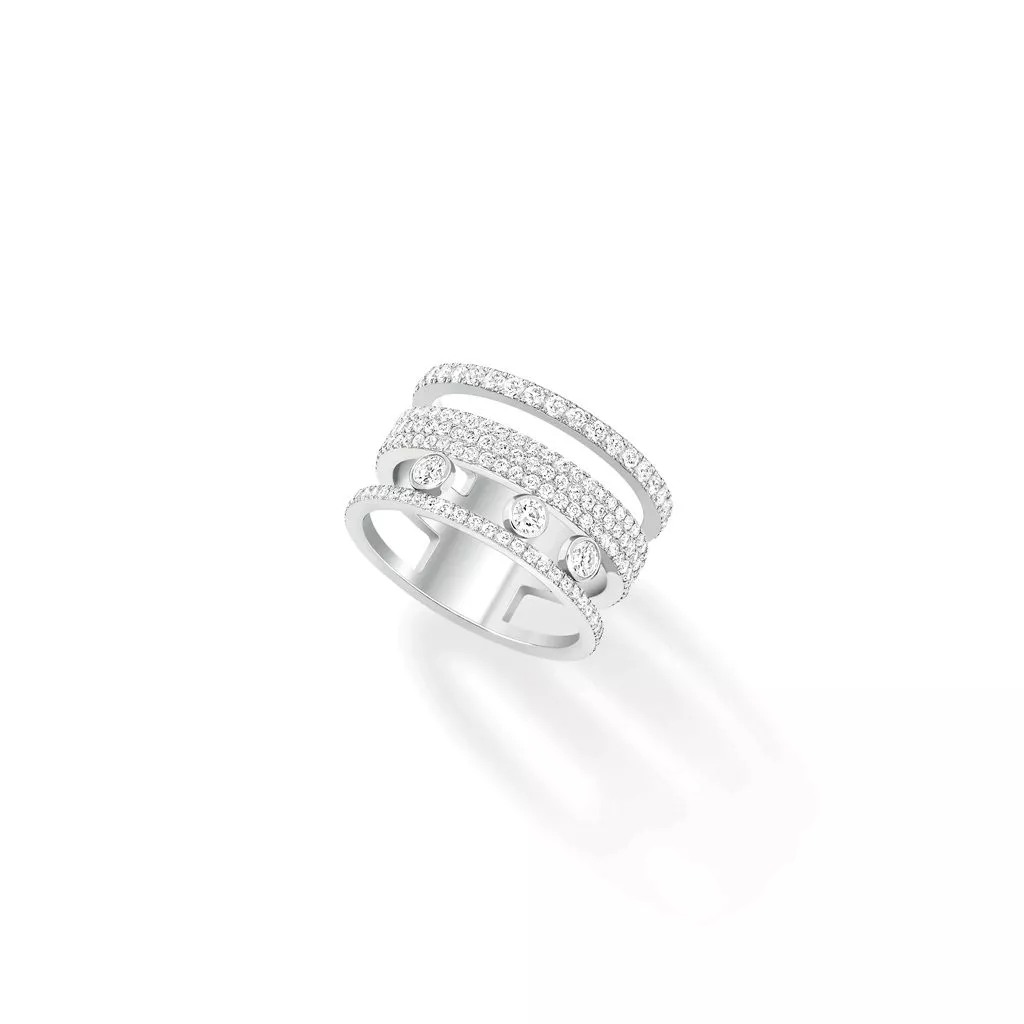 Anello Messika Move Romane GM Pavé in Oro Bianco