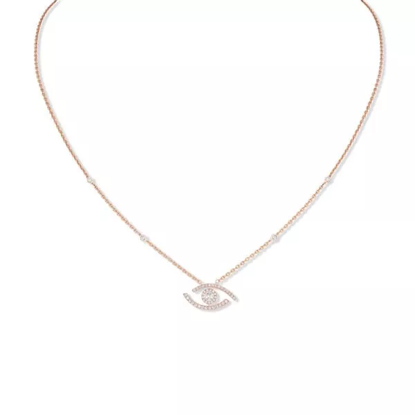 Collana Messika Lucky Eye Pavé in Oro Rosa