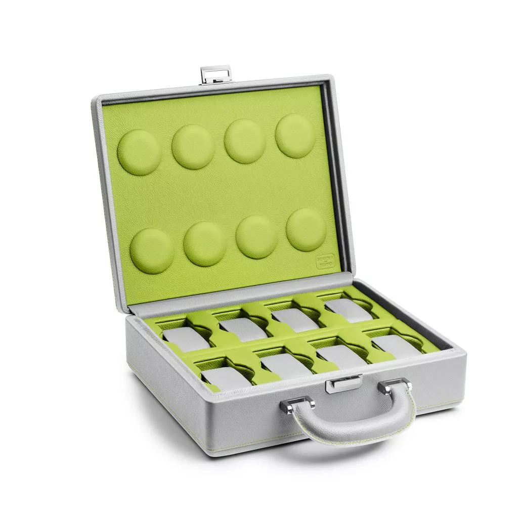 Astuccio Scatola del Tempo Valigetta 8 Compact colore Grigio/Verde con Maniglia