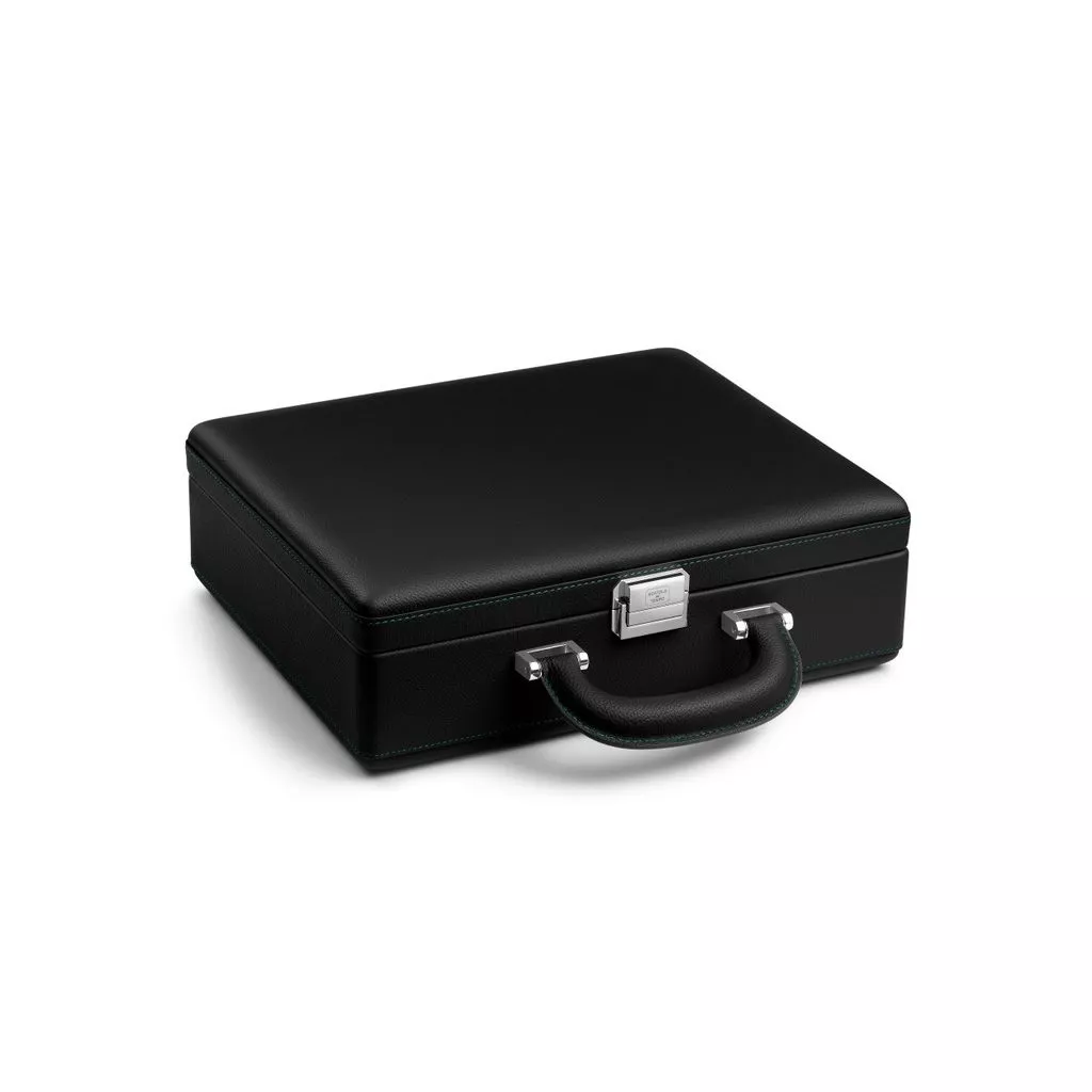 Astuccio Scatola del Tempo Valigetta 8 Compact colore Nero/Blu Tiffany con Maniglia - immagine 2