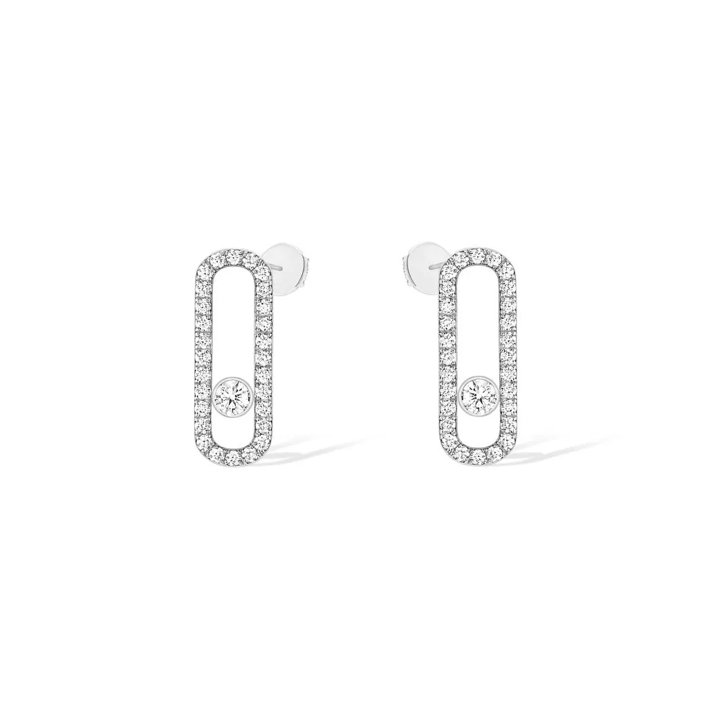 Orecchini Messika Move Uno Pavé in Oro Bianco