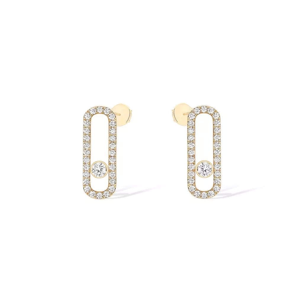 Orecchini Messika Move Uno Pavé in Oro Giallo