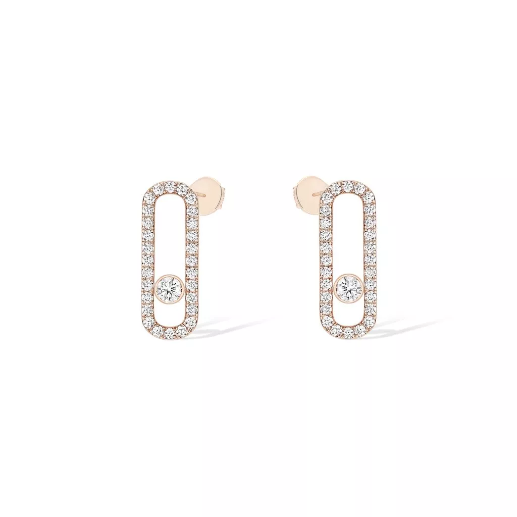 Orecchini Messika Move Uno Pavé in Oro Rosa