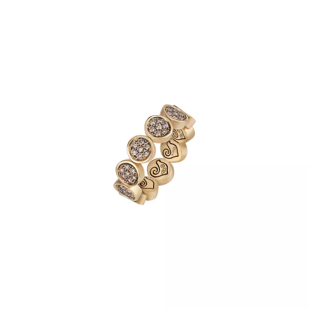 Anello Chantecler Paillettes Veretta Misura 12-16 con Diamanti Champagne