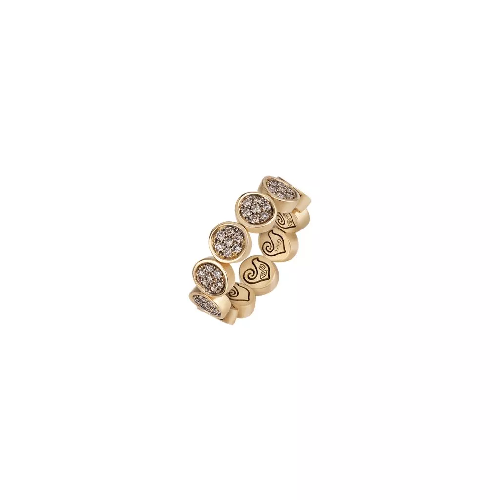 Anello Chantecler Paillettes Veretta Misura 9-11 con Diamanti Champagne