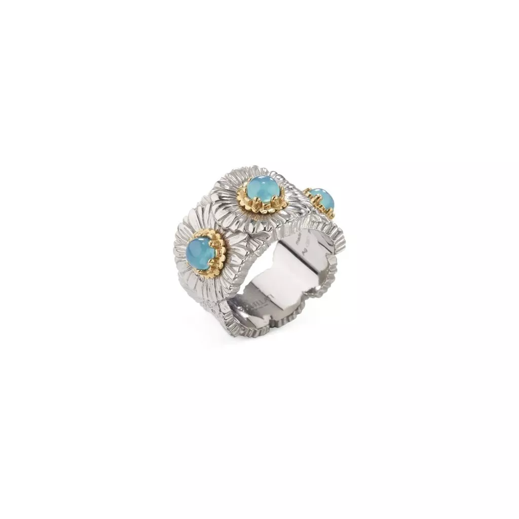 Anello Buccellati Blossoms Color Eternelle Margherita con Agata Blu - immagine 3
