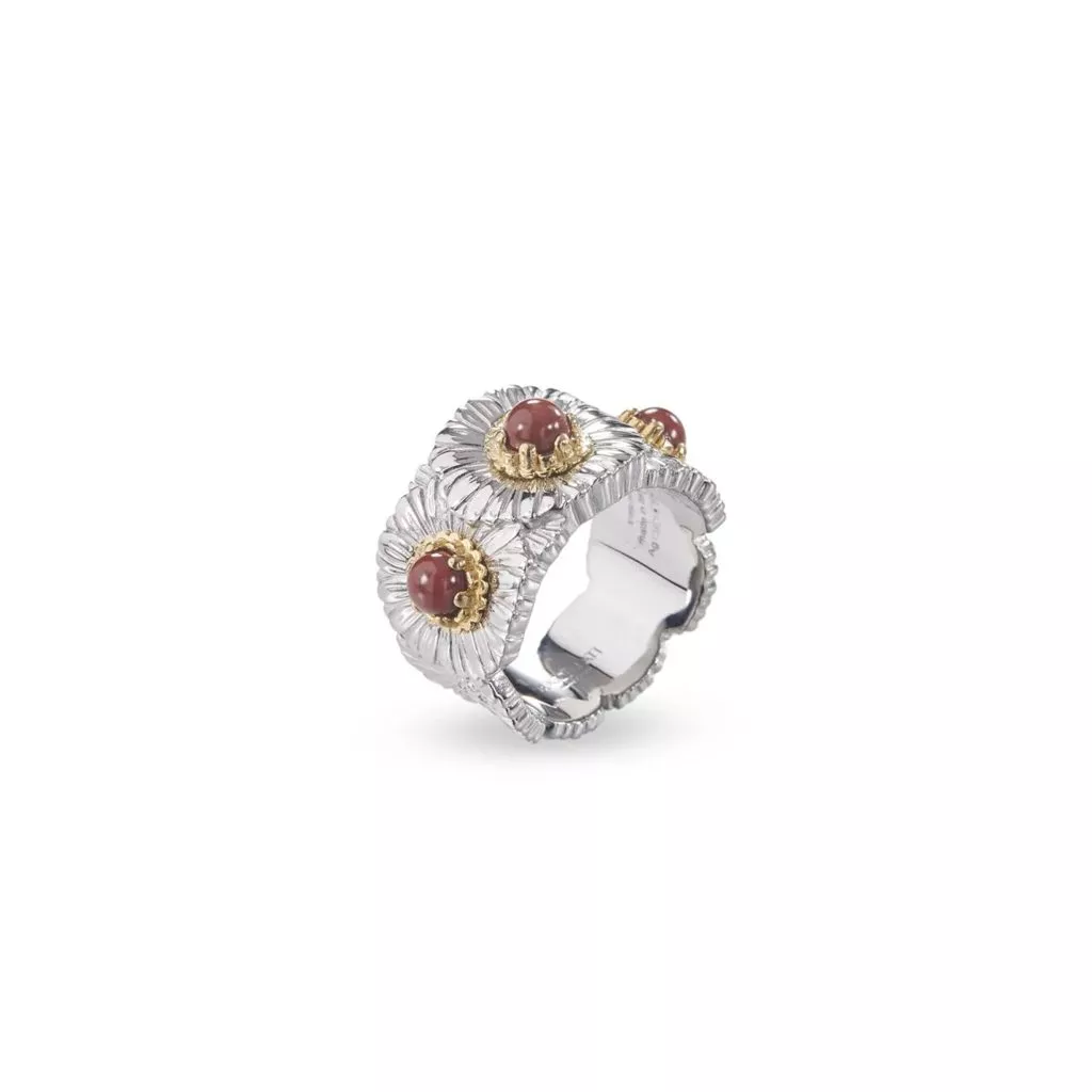 Anello Buccellati Blossoms Color Eternelle Margherita con Diaspro Rosso - immagine 2