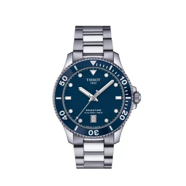 Orologio Tissot Seastar 1000 40 mm in Acciaio con Quadrante Blu