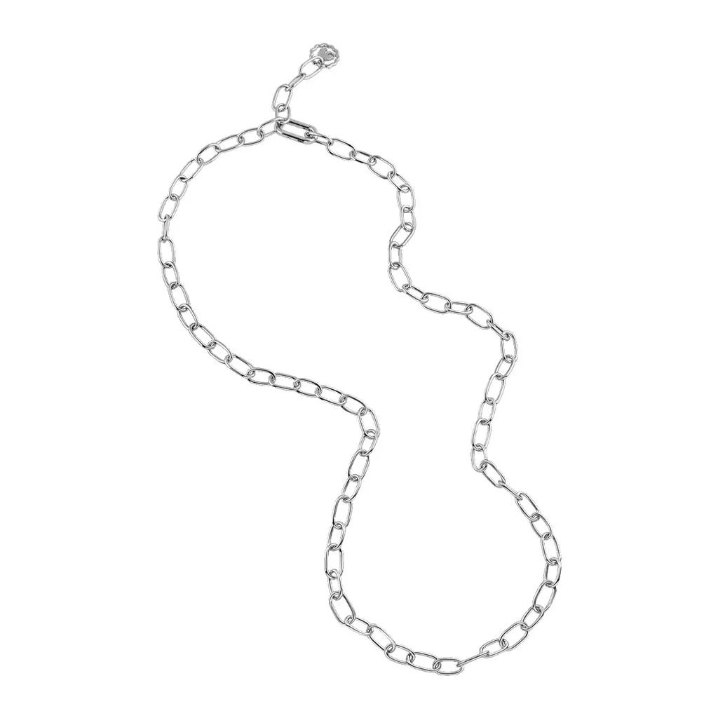 Collana Chantecler Accessori 60 cm con Maglie Ovali in Oro Bianco