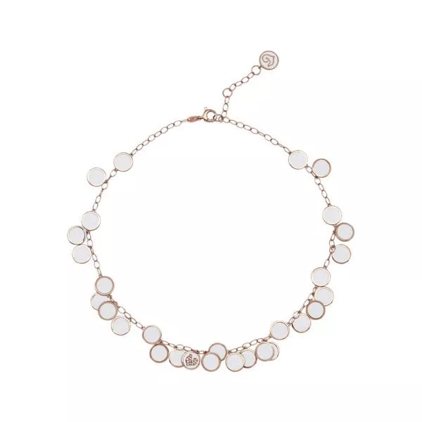 Collana Chantecler Paillettes Girocollo con Smalto Bianco